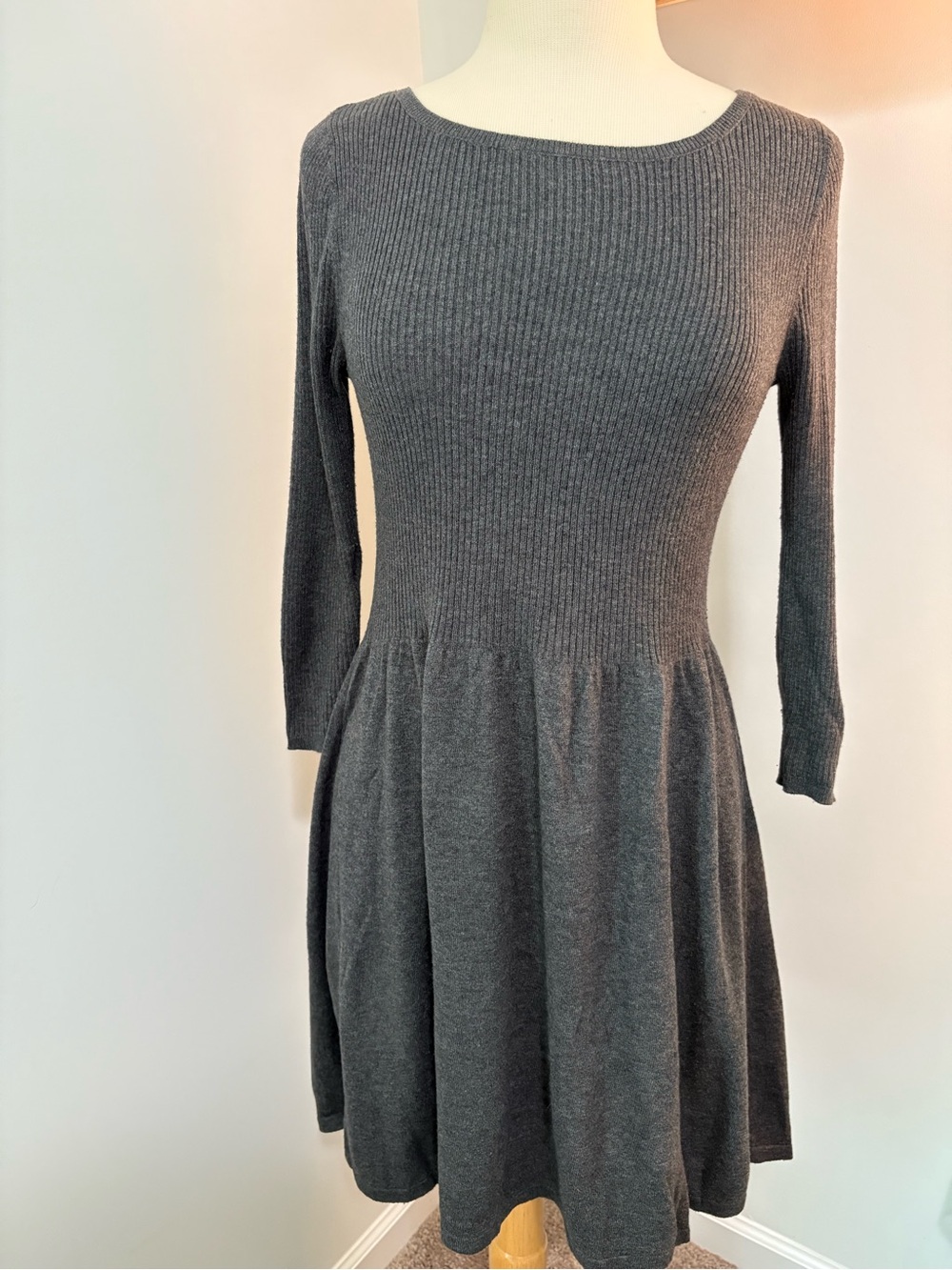 Charcoal Knit Fit & Flare Dress